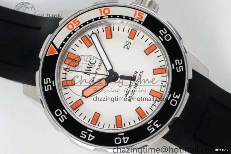 MIROTIME 0131 Aquatimer Automatic SS RSF 1:1 Best Edition White Orange Dial on Black Rubber Strap A Supportive 7069